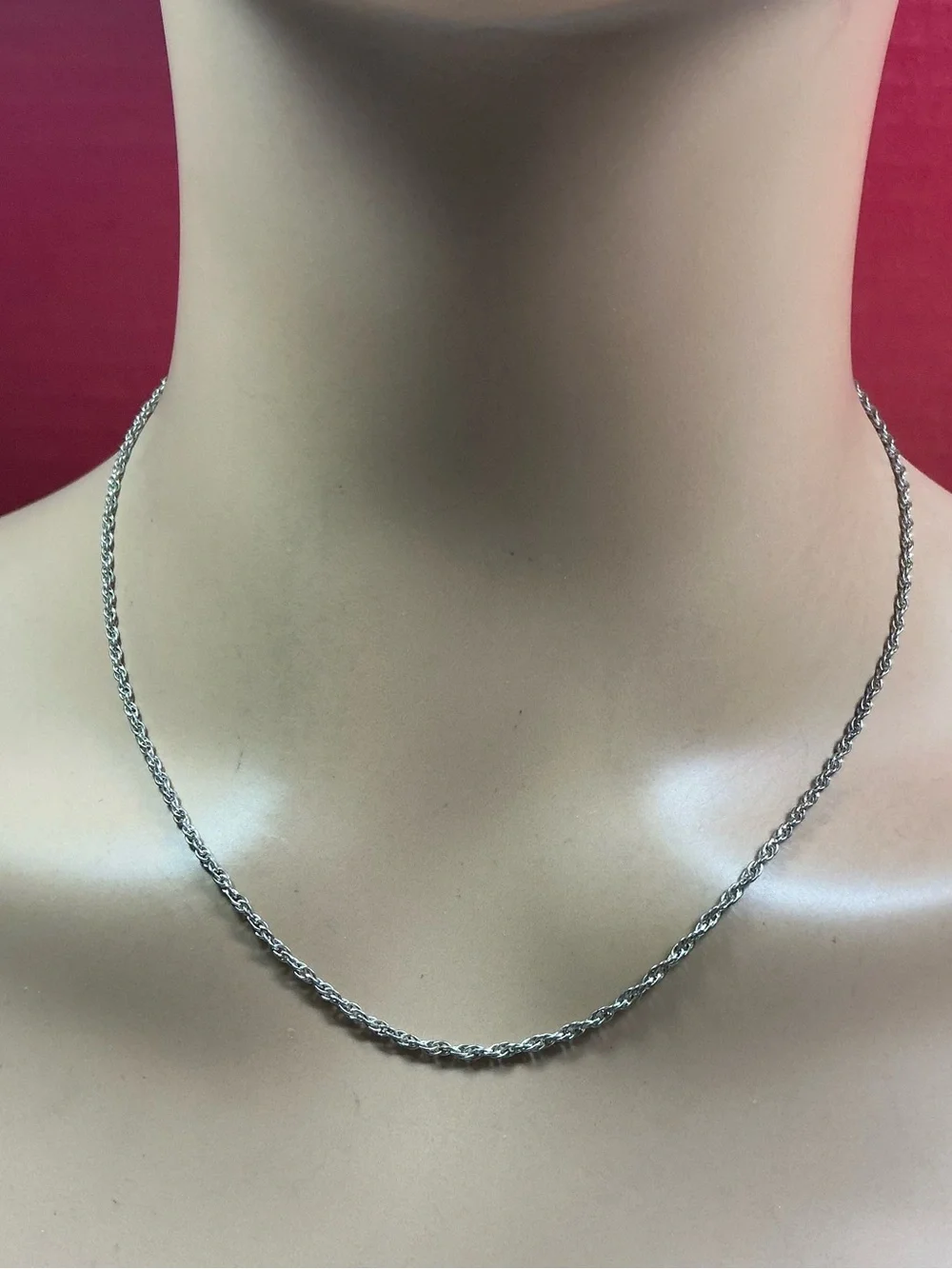 Vintage Sterling Silver Rope Chain Necklace - Women Jewelry